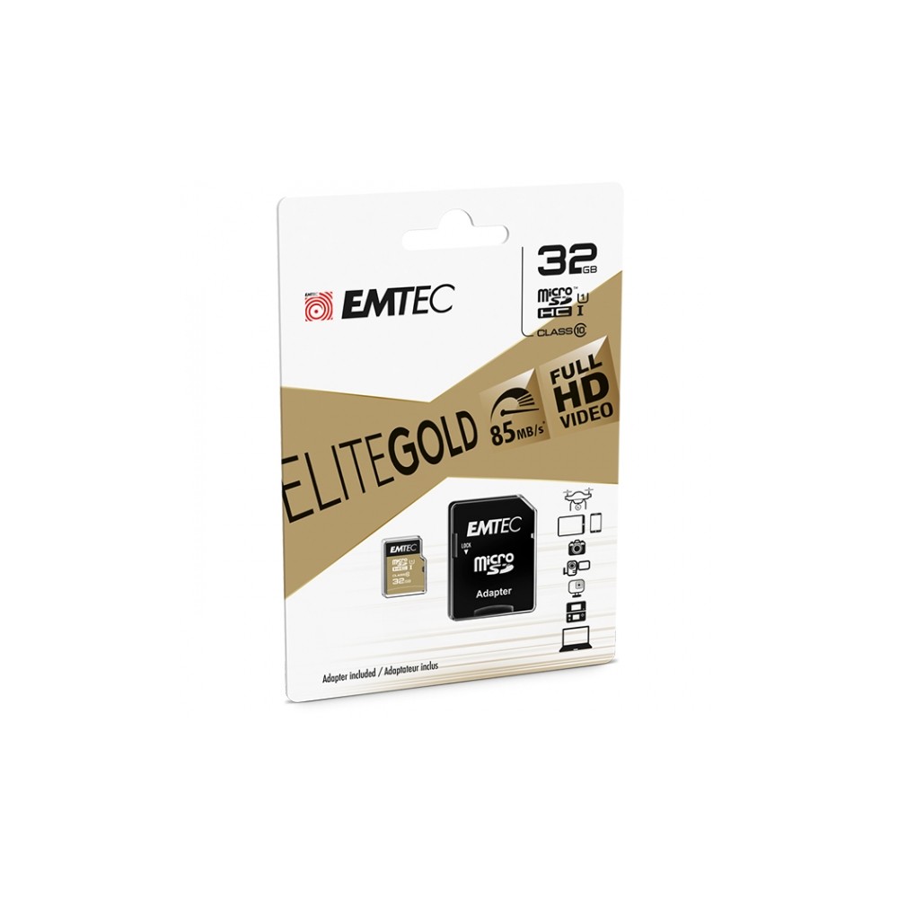 Adapter Micro Card Emtec ELITE GOLD UHS-I U1 New Micro Memory Slot 32Gb Memory Card