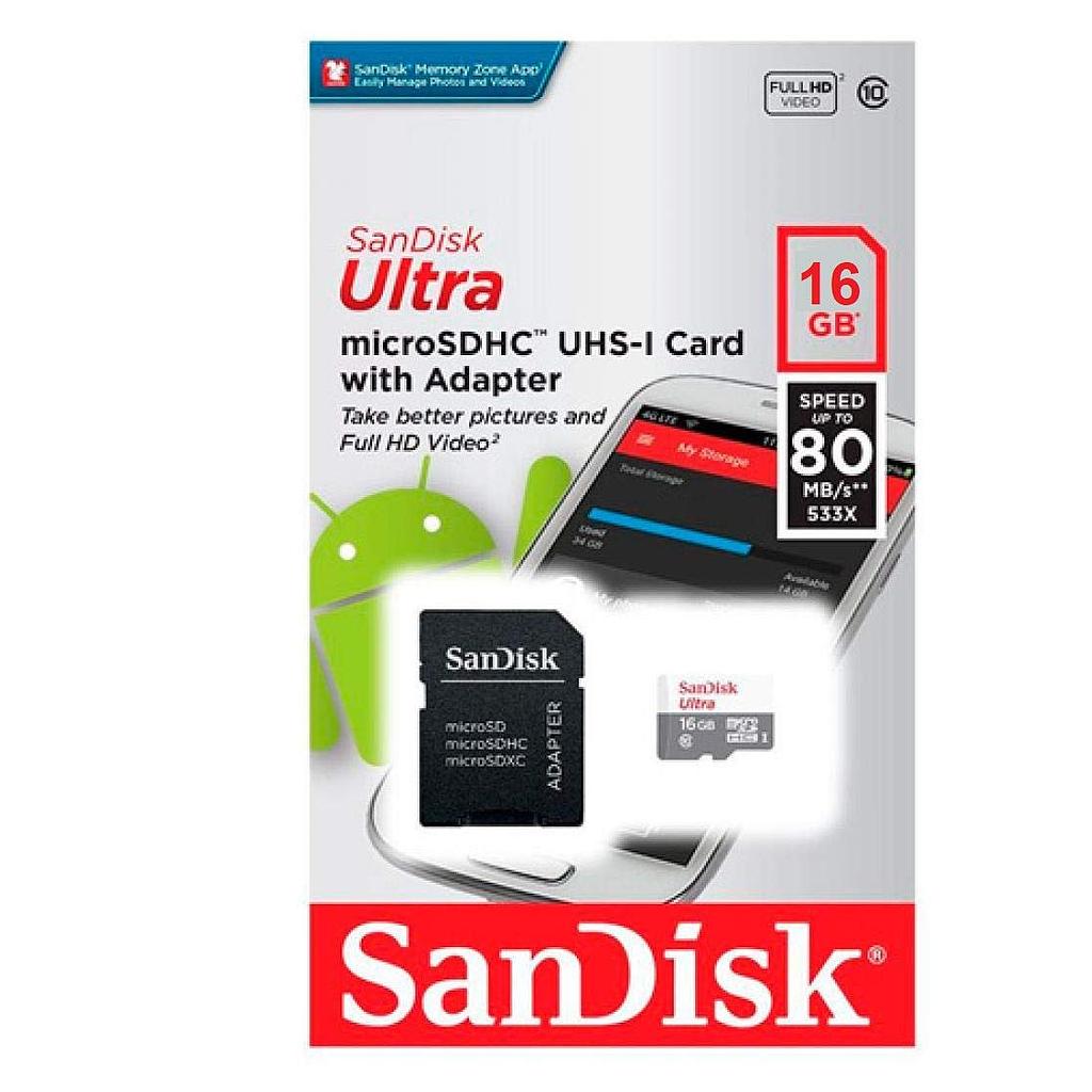 Micro Card Sandisk SanDisk Ultra UHS-I New Micro Memory Slot 16Gb Memory Card