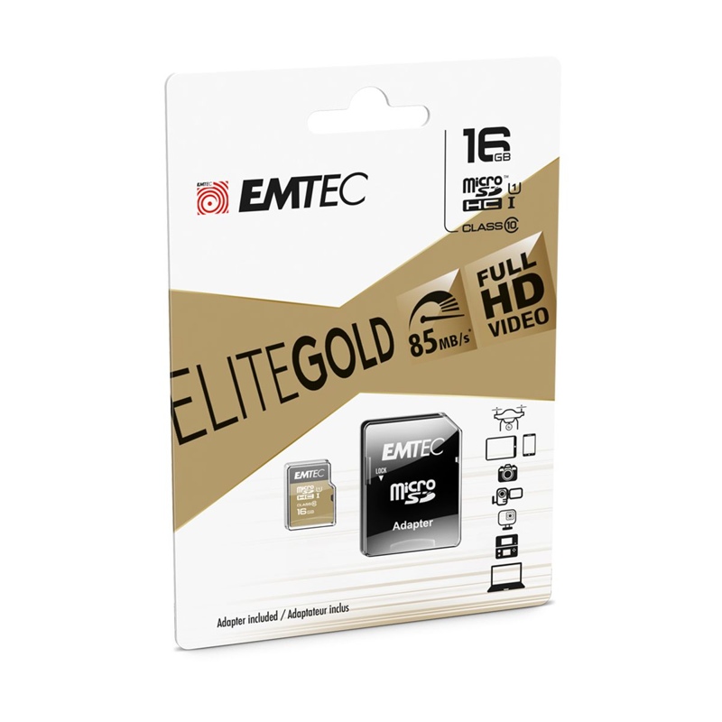 Adapter Micro Card Emtec ELITE GOLD UHS-I U1 New Micro Memory Slot 16Gb Memory Card